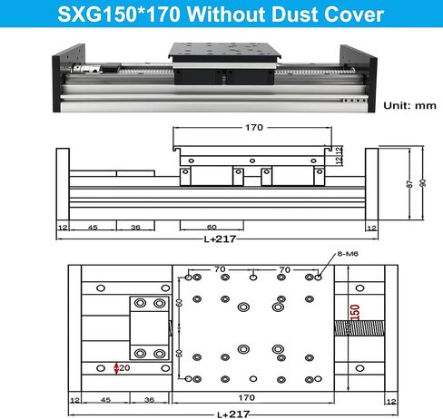 CNC Linear Rail Guide Heavy Duty Sliding Stage 150mm Wide 2005 Ballscrew Double Guide 4 Slide Horizontal Load Max 550 lb 250KG C7 Linear Table with Nema23 NEMA34 Motor Bracket Couplings for DIY in Saudi Arabia