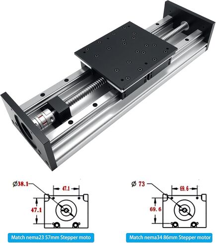 CNC Linear Rail Guide Heavy Duty Sliding Stage 150mm Wide 2005 Ballscrew Double Guide 4 Slide Horizontal Load Max 550 lb 250KG C7 Linear Table with Nema23 NEMA34 Motor Bracket Couplings for DIY in Saudi Arabia