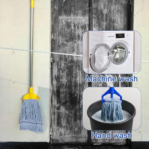 6 حزمة MOP HEAD استبدال تجاري للقطن الثقيل الأزرق MOP Heads استبدال القابلة لإعادة الاستخدام حلقة نهاية end end mop إعادة ملء للاستخدام السكني الصناعي in Kuwait