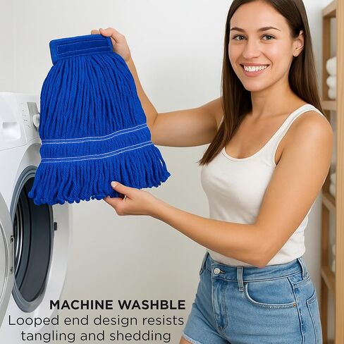 Royal Blue Kentucky Mop Head Replacement for Heavy-Duty Commercial and Industrial Cleaning, Loop-End – Lint-Free – Quick-Drying – Fits Clamp & Jaw Handles in Saudi Arabia