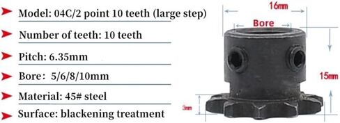 Tooth Roller Chain Sprocket 1Pcs 04C Chain Gear 45# Steel 9T/10T Teeth Large Step Industrial Sprocket Wheel(9 Teeth,8mm) in Saudi Arabia