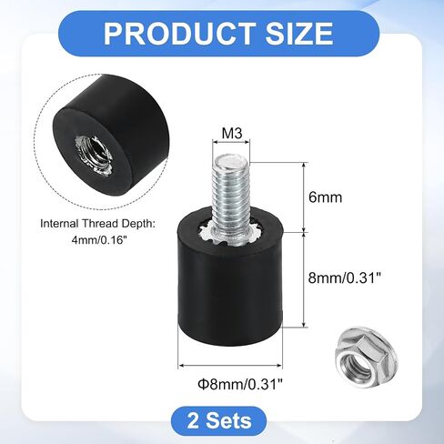 uxcell M10 Rubber Mounts, 2Pcs 40x20mm(DxH) Rubber Cylindrical Anti Vibration Isolator Shock Absorber with Lock Nut for Car Bobbin Generator Air Compressors in Saudi Arabia