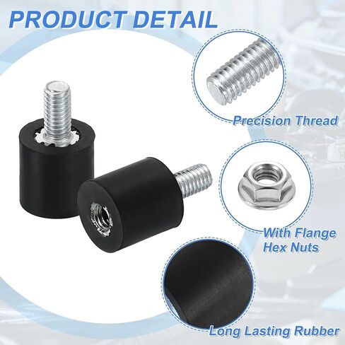 uxcell M10 Rubber Mounts, 2Pcs 40x20mm(DxH) Rubber Cylindrical Anti Vibration Isolator Shock Absorber with Lock Nut for Car Bobbin Generator Air Compressors in Saudi Arabia