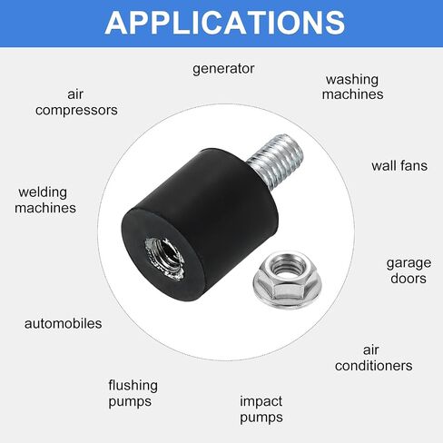 uxcell M10 Rubber Mounts, 2Pcs 40x20mm(DxH) Rubber Cylindrical Anti Vibration Isolator Shock Absorber with Lock Nut for Car Bobbin Generator Air Compressors in Saudi Arabia