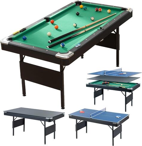 3 في 1 حمام سباحة Ping Pong Cining Combo ، 65.75in قابلة للطي البلياردو/تنس الطاولة ، لعبة متعددة للأطفال البالغين ، مع بلياردو والبليارد وملحقات الحاويات التنس in Saudi Arabia