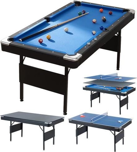 3 في 1 حمام سباحة Ping Pong Cining Combo ، 65.75in قابلة للطي البلياردو/تنس الطاولة ، لعبة متعددة للأطفال البالغين ، مع بلياردو والبليارد وملحقات الحاويات التنس in Kuwait