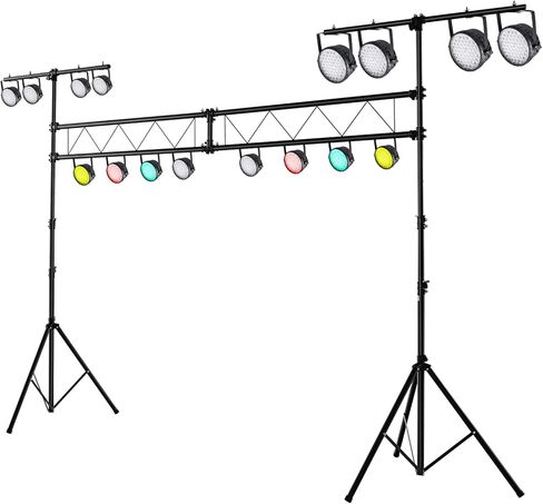 Tangkula Stage Lighting Stand, 14FT Lighting Truss System w/32 Lights Hold 220LBS Capacity, 11 Adjustable Height, Retractable T Bar, Non-slip Pads, Freestanding Metal DJ Lighting Truss for Party Bar in Saudi Arabia