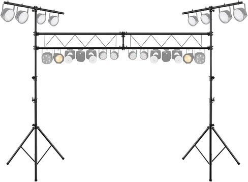 Tangkula Stage Lighting Stand, 14FT Lighting Truss System w/32 Lights Hold 220LBS Capacity, 11 Adjustable Height, Retractable T Bar, Non-slip Pads, Freestanding Metal DJ Lighting Truss for Party Bar in Saudi Arabia