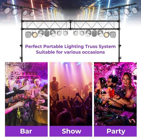 Tangkula Stage Lighting Stand, 14FT Lighting Truss System w/32 Lights Hold 220LBS Capacity, 11 Adjustable Height, Retractable T Bar, Non-slip Pads, Freestanding Metal DJ Lighting Truss for Party Bar in Saudi Arabia