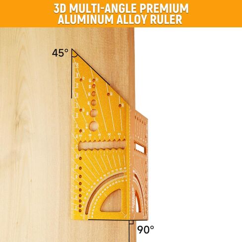 Hoteche 7-in-1 150mm 3D Multi-Angle Measuring Square Aluminum Alloy Miter Triangle Carpenter Ruler High Precision Hole Scribing Woodworking Tools in Saudi Arabia