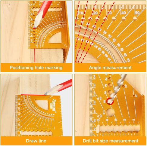 Hoteche 7-in-1 150mm 3D Multi-Angle Measuring Square Aluminum Alloy Miter Triangle Carpenter Ruler High Precision Hole Scribing Woodworking Tools in Saudi Arabia