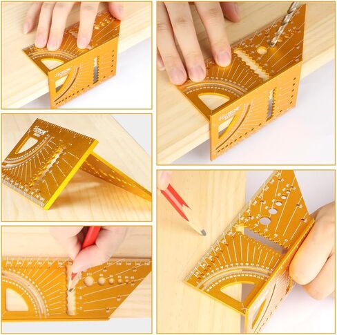 Hoteche 7-in-1 150mm 3D Multi-Angle Measuring Square Aluminum Alloy Miter Triangle Carpenter Ruler High Precision Hole Scribing Woodworking Tools in Saudi Arabia
