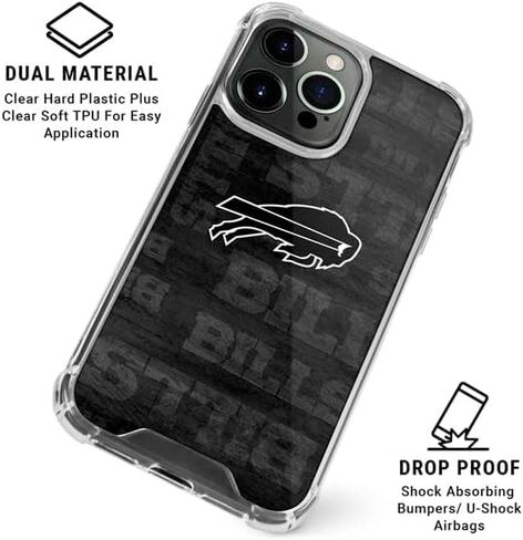 Skinit Clear Phone Case Compatible with iPhone 16 Pro - Officially Licensed NFL Buffalo Bills Black & White Design in Saudi Arabia