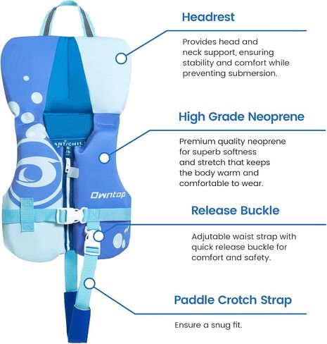 Owntop Toddler Swim Vest Kids Float Jacket Swimming Aid for Children 20-30-40-50 lbs with Adjustable Safety Straps Age 1-6 Years in Kuwait