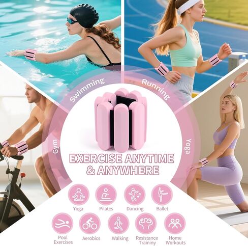 Wrist Weights – Adjustable Ankle Wrist Weights for Women & Men – Set of Weighted Bangles 2 lbs (1 lb Each) | Arm and Leg Weights for Pilates, Yoga, Running & Walking in Kuwait