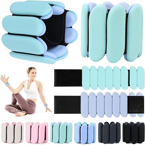 Wrist Weights, Wrist and Ankle Weights for Women and Men(1Lbs Each), Adjustable 2lb Wearable Silicone Weighted Bangles, Fits for Yoga, Pilates, Home Gym, Dance, Swimming, Jogging, Cardio, Strength Training in Kuwait