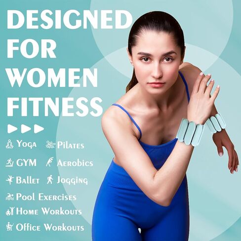 Wrist Weights, Wrist and Ankle Weights for Women and Men(1Lbs Each), Adjustable 2lb Wearable Silicone Weighted Bangles, Fits for Yoga, Pilates, Home Gym, Dance, Swimming, Jogging, Cardio, Strength Training in Kuwait