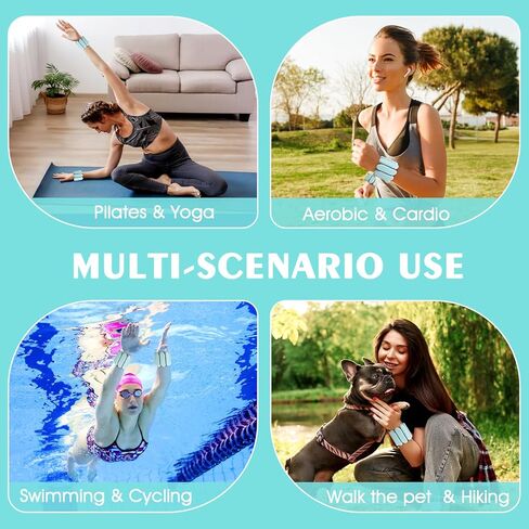 Wrist Weights, Wrist and Ankle Weights for Women and Men(1Lbs Each), Adjustable 2lb Wearable Silicone Weighted Bangles, Fits for Yoga, Pilates, Home Gym, Dance, Swimming, Jogging, Cardio, Strength Training in Kuwait