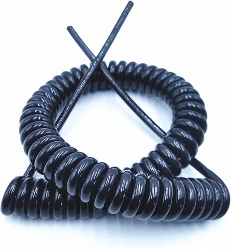 Spiral Telescopic Spring Coiled Cable Wire, 2.5 M 5 M 7.5 M Black Power Cord Expandable Wire, and Cable 6 Core 8 Core 24AWG 20AWG(6 Core 20awg,Line Length 2.5m) in Saudi Arabia