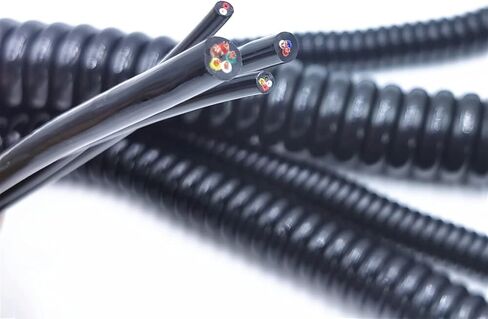 Spiral Telescopic Spring Coiled Cable Wire, 2.5 M 5 M 7.5 M Black Power Cord Expandable Wire, and Cable 6 Core 8 Core 24AWG 20AWG(6 Core 20awg,Line Length 2.5m) in Saudi Arabia