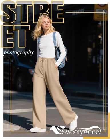 3 Pack Women's Lounge Pants Cozy Wide Leg Yoga Pants Casual Drawstring Loose Baggy Sweatpants with Pockets in Kuwait