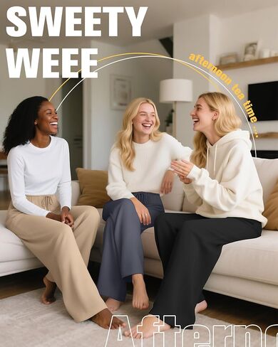 3 Pack Women's Lounge Pants Cozy Wide Leg Yoga Pants Casual Drawstring Loose Baggy Sweatpants with Pockets in Kuwait