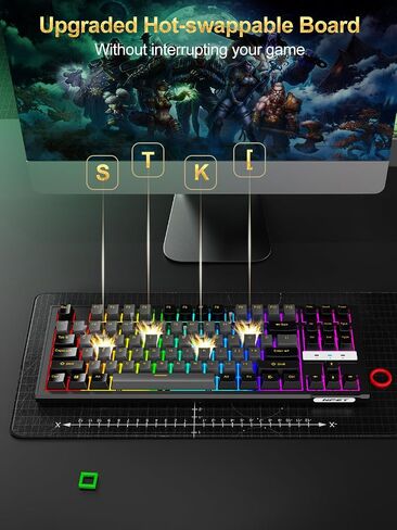 NPET CR108 RGB Gaming Keyboard and Mouse Combo, 108 Keys Swappable Custom Wired Mechanical Keyboard, Linear Red Switches, 7200DPI Adjustable Gaming Mouse for PC Mac Xbox Gamer (108 Keys, Black Grey) in Saudi Arabia