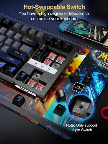 NPET CR108 RGB Gaming Keyboard and Mouse Combo, 108 Keys Swappable Custom Wired Mechanical Keyboard, Linear Red Switches, 7200DPI Adjustable Gaming Mouse for PC Mac Xbox Gamer (108 Keys, Black Grey) in Saudi Arabia