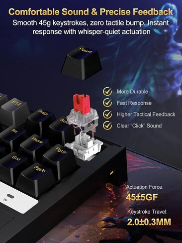 NPET CR108 RGB Gaming Keyboard and Mouse Combo, 108 Keys Swappable Custom Wired Mechanical Keyboard, Linear Red Switches, 7200DPI Adjustable Gaming Mouse for PC Mac Xbox Gamer (108 Keys, Black Grey) in Saudi Arabia