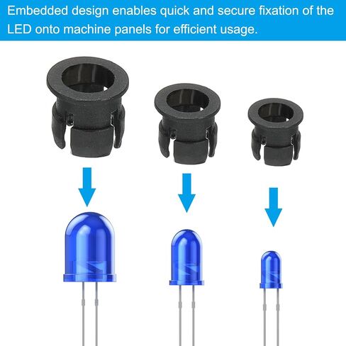 PATIKIL 3mm Emitting Diode Holder, 50 Pcs Plastic Flat LED Holder Clip Mounting Bracket Socket Cap for Lamp Bulb Bezel Mount Panel LED Display, Black in Kuwait