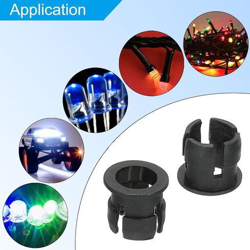 PATIKIL 3mm Emitting Diode Holder, 50 Pcs Plastic Flat LED Holder Clip Mounting Bracket Socket Cap for Lamp Bulb Bezel Mount Panel LED Display, Black in Kuwait