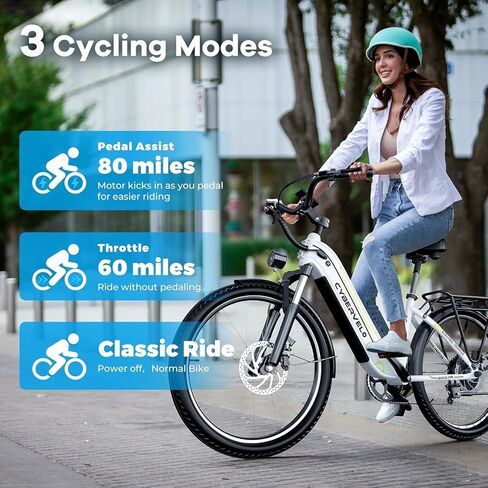 26“ Electric Bike for Adult,1000W Peak, up 80 Miles Removable Battery Ebike,Adult Electric Bicycles for All Terrain,Men Women E Bike, 7-Speed in Saudi Arabia
