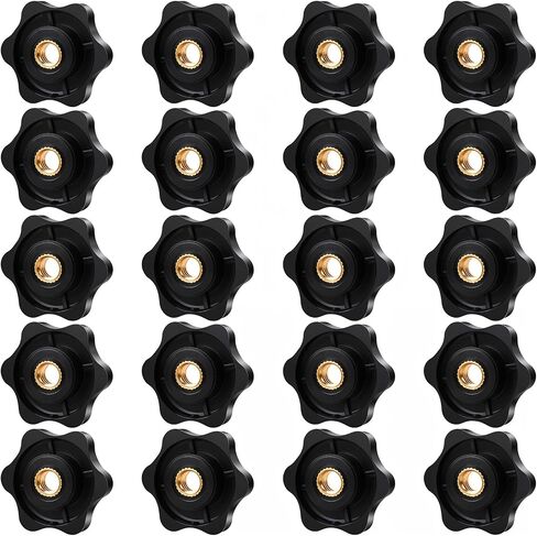 20Pcs 1/4-20 Knob 6 Star Knobs, T Track Bolts Female Threaded Hexagon Head Thru Knob, Black Nylon Screw On Type Clamping Jig Knobs for Mechanical Equipment in Saudi Arabia