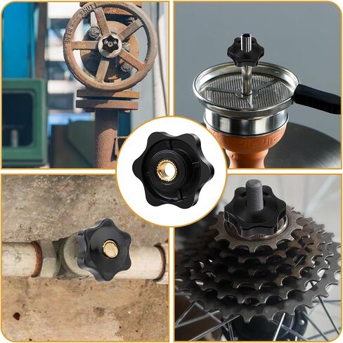 20Pcs 1/4-20 Knob 6 Star Knobs, T Track Bolts Female Threaded Hexagon Head Thru Knob, Black Nylon Screw On Type Clamping Jig Knobs for Mechanical Equipment in Saudi Arabia