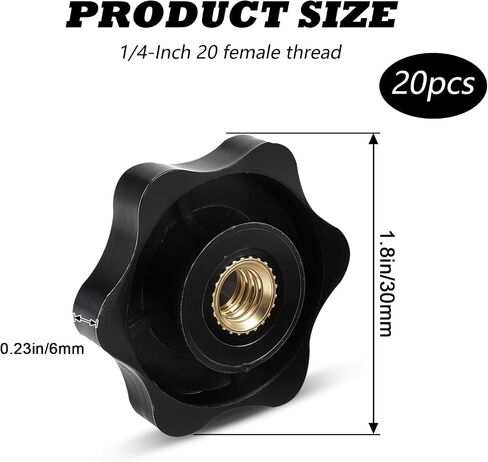 20 Pack 1/4-20 Knob Black Plastic 6 Star Knobs 1/4 Inch 20 Female Threaded T Track Bolts Hexagon Head Thru Knob Nuts Screw-On Clamping Knob Jig Knobs in Saudi Arabia