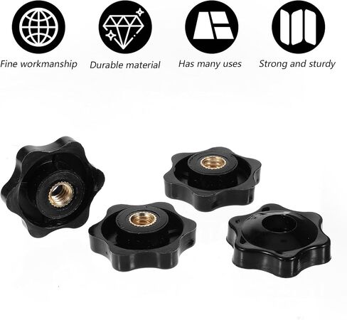 20 Pack 1/4-20 Knob Black Plastic 6 Star Knobs 1/4 Inch 20 Female Threaded T Track Bolts Hexagon Head Thru Knob Nuts Screw-On Clamping Knob Jig Knobs in Saudi Arabia