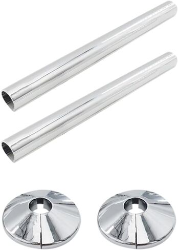 GSHLLO 2 Pcs Radiator Pipe Covers and 2 Pcs Pipe Collars Heating Pipe Hole Collars Silver Water Pipe Covers Chrome Pipe Sleeve for Pipe Decoration in Kuwait