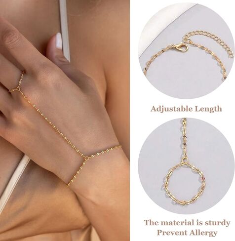 Long tiantian Hand Chain Bracelet Gold Bracelets for Women Link Chain Bracelets Trendy Finger Ring Slave Bracelet Jewelry Gifts in Saudi Arabia