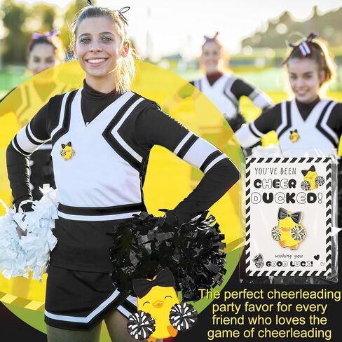 Quelay 24 Pack Cheer Team Gifts Bulk Cheerleader Duck Pins Brooches You've Been Cheer Ducked Tags Team Inspirational Gift Accessories for Teammates in Saudi Arabia