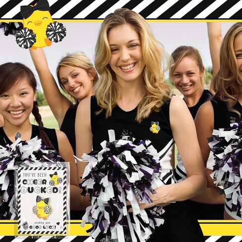 Quelay 24 Pack Cheer Team Gifts Bulk Cheerleader Duck Pins Brooches You've Been Cheer Ducked Tags Team Inspirational Gift Accessories for Teammates in Saudi Arabia