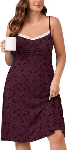 AusLook Plus Size Women's Nightgown Spaghetti Strap Sleepwear Sleeveless Lace V Neck Cami Sleep Dress in Saudi Arabia
