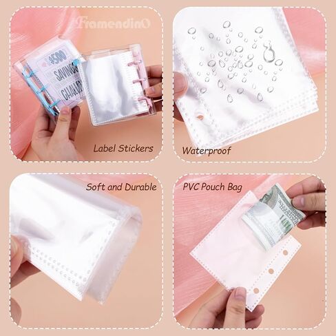Framendino, 4 Pack Mini Saving Money Binder 1000 Cash Budget Book with Envelopes for Planning in Saudi Arabia