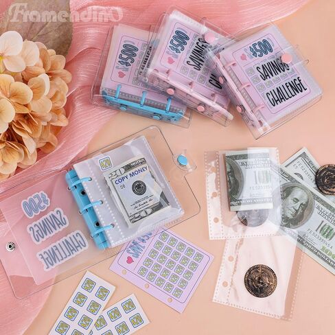 Framendino, 4 Pack Mini Saving Money Binder 1000 Cash Budget Book with Envelopes for Planning in Saudi Arabia