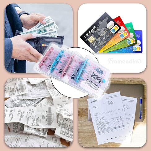 Framendino, 4 Pack Mini Saving Money Binder 1000 Cash Budget Book with Envelopes for Planning in Saudi Arabia