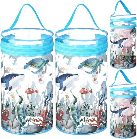 2 Pcs Clear Beach Lotion Bag Toiletry Pouch Beach Ocean Gifts Travel Makeup Cylinder Waterproof Portable Cosmetic Bag for Women Girl Sunscreen Hawaiian Party Favor with Handle Zipper in Saudi Arabia