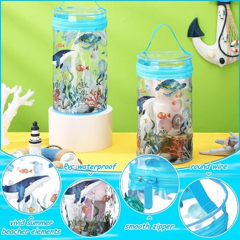 2 Pcs Clear Beach Lotion Bag Toiletry Pouch Beach Ocean Gifts Travel Makeup Cylinder Waterproof Portable Cosmetic Bag for Women Girl Sunscreen Hawaiian Party Favor with Handle Zipper in Saudi Arabia
