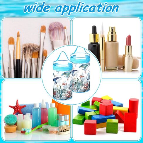 2 Pcs Clear Beach Lotion Bag Toiletry Pouch Beach Ocean Gifts Travel Makeup Cylinder Waterproof Portable Cosmetic Bag for Women Girl Sunscreen Hawaiian Party Favor with Handle Zipper in Saudi Arabia