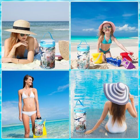 2 Pcs Clear Beach Lotion Bag Toiletry Pouch Beach Ocean Gifts Travel Makeup Cylinder Waterproof Portable Cosmetic Bag for Women Girl Sunscreen Hawaiian Party Favor with Handle Zipper in Saudi Arabia
