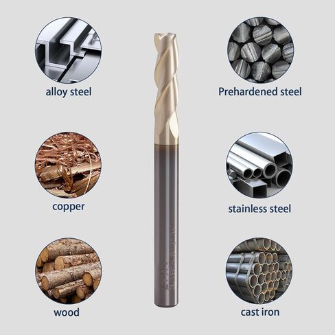 Carbide 55 DEGREE 3-FLUTE END مع طلاء ZRN ، صلابة عالية ومقاومة للارتداء ، للمعادن الألومنيوم والمعادن (1/4 "3/4" 1/4 "2-1/2" 3F) 1PCs. in Saudi Arabia