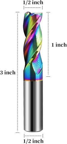 3/8" Carbide Square End Mills, DLC Rainbow Coating, 3 Flute, End Mill Bits for Aluminum, 3/8" Cutting Diameter in Saudi Arabia